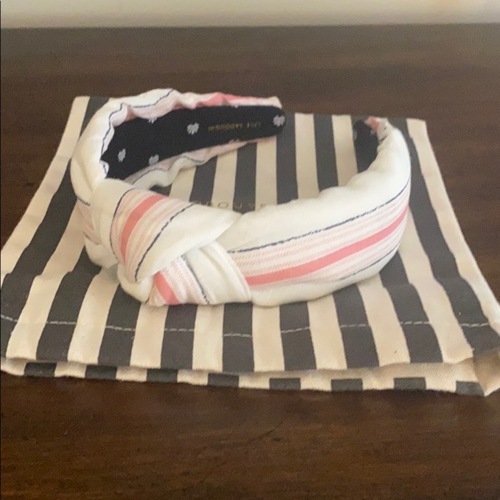 Lele Sadoughi White With Pink and Navy Stripe